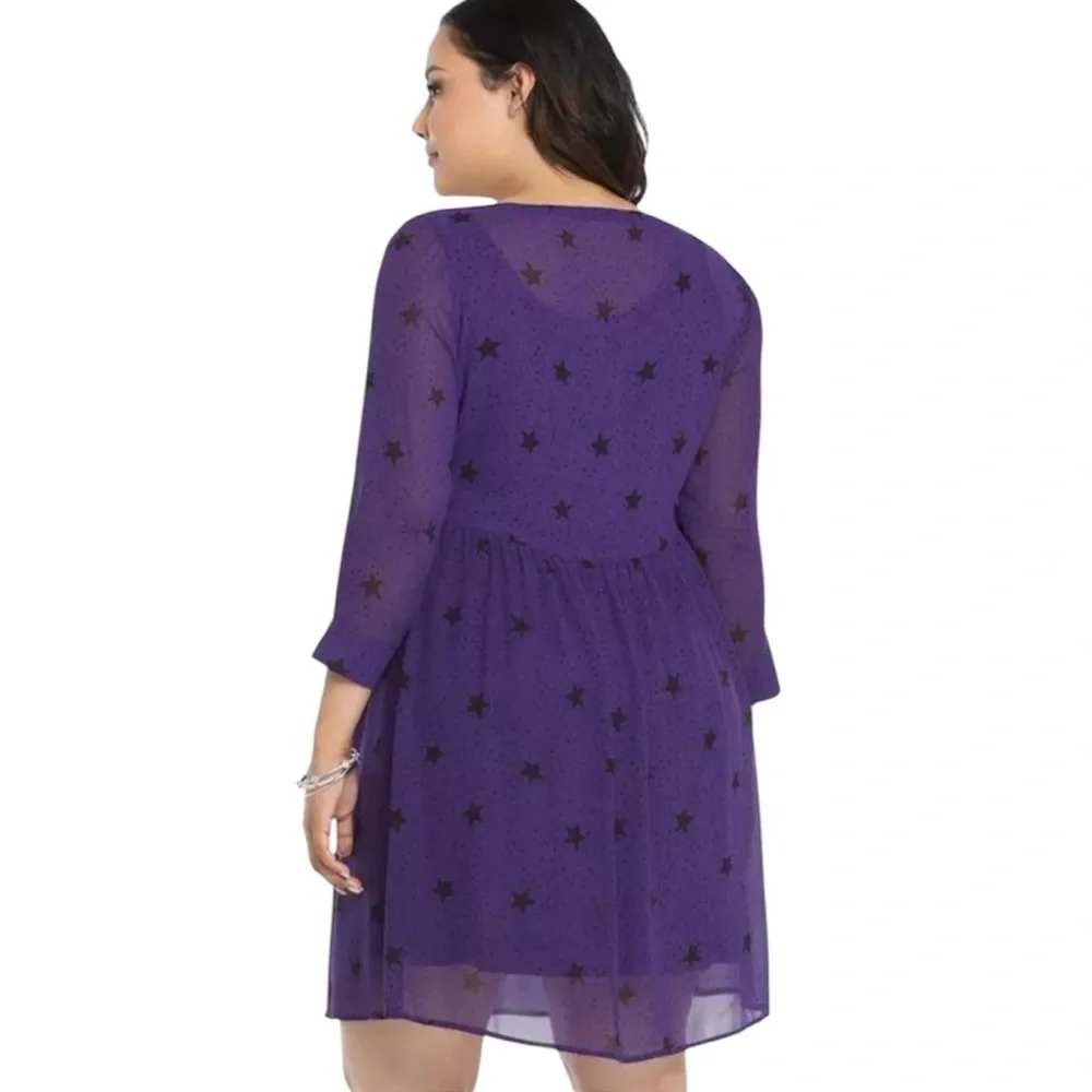 Torrid Purple Star Print Chiffon Shirt Dress Starry Night Celestial 3 3X 22 24 - Picture 3 of 10
